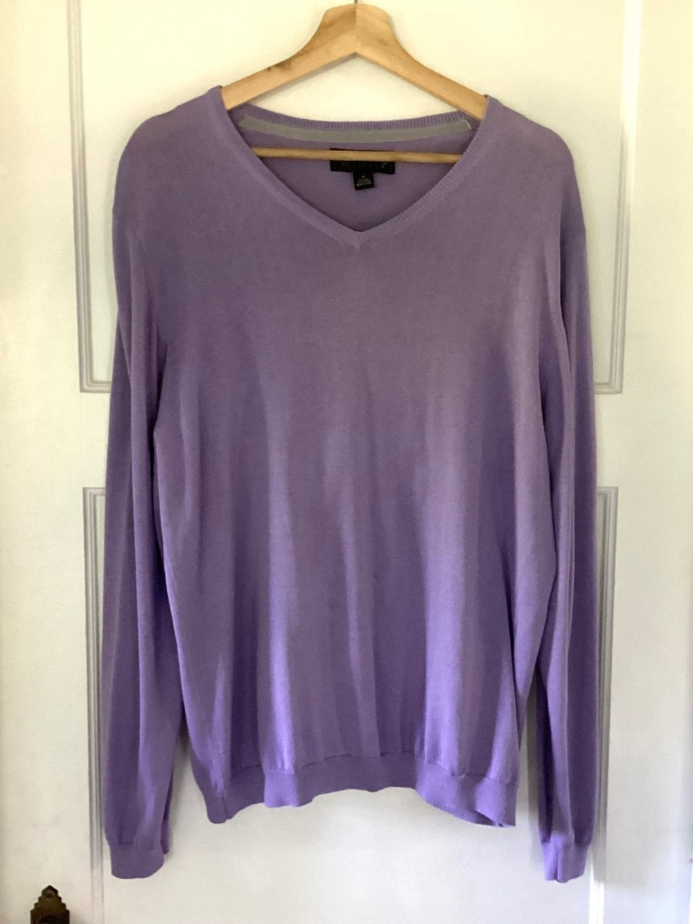 Kenneth Roberts Platinum V-Neck Sweater Mens M Light Purple Silk Cotton Blend